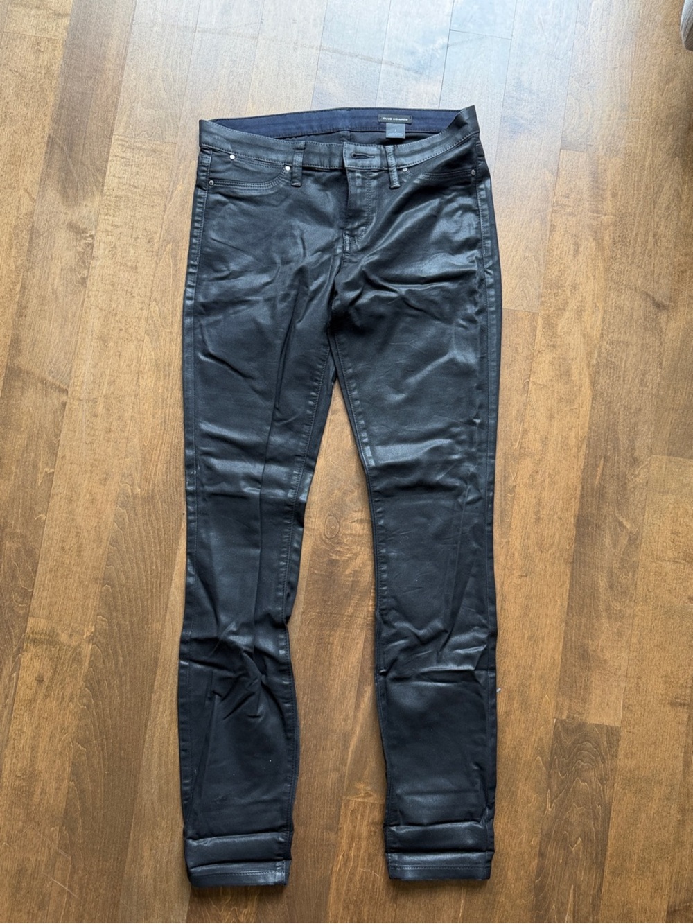 Club Monaco Navy Coated Skinny Jeans